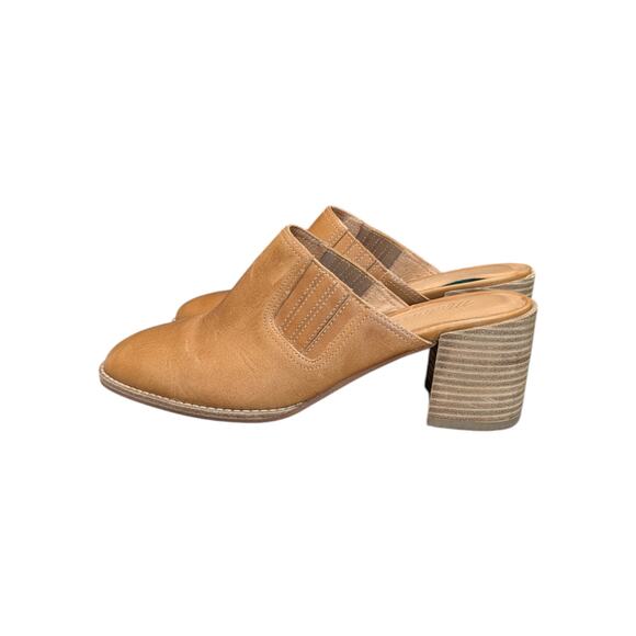 Madewell Carey Mule Leather Brown Tan Womens 8.5 Slip On Heels Twee Preppy Shoes - Picture 2 of 7